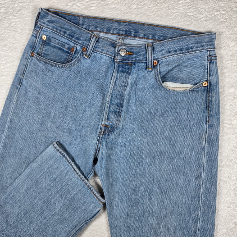 Levi's 501 Original Mens 34/30 Blue Straight Leg Button Fly Jeans 00501-0134